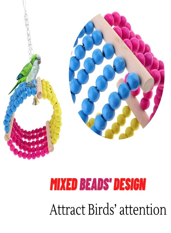 Western Era Wooden Colorful Beads Swing Interactive & Lovely Toy Provide Exercise, Training, Relief Boredom Suitable for Sun Conure, Parakeet, Cockatiel & Other Medium Birds - Image 3